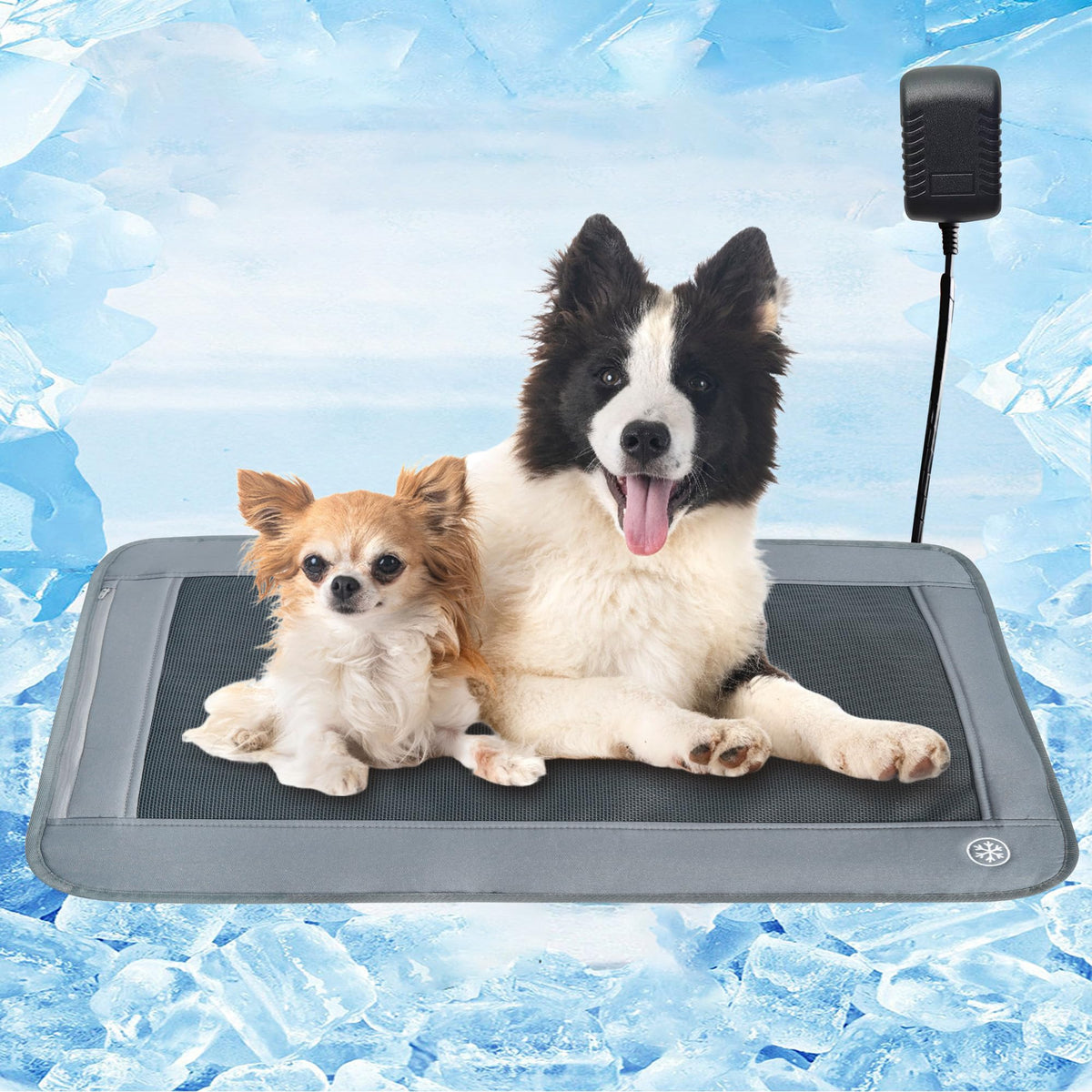24” x 18” Dog Cooling Mat for Car Seat 3 Airflow Levels Cooling Mat for Electric Cooling Pad for Dog Non-Toxic & Auto Power Off Pet Cooling Mats for Dogs with Chew Resistant Cord