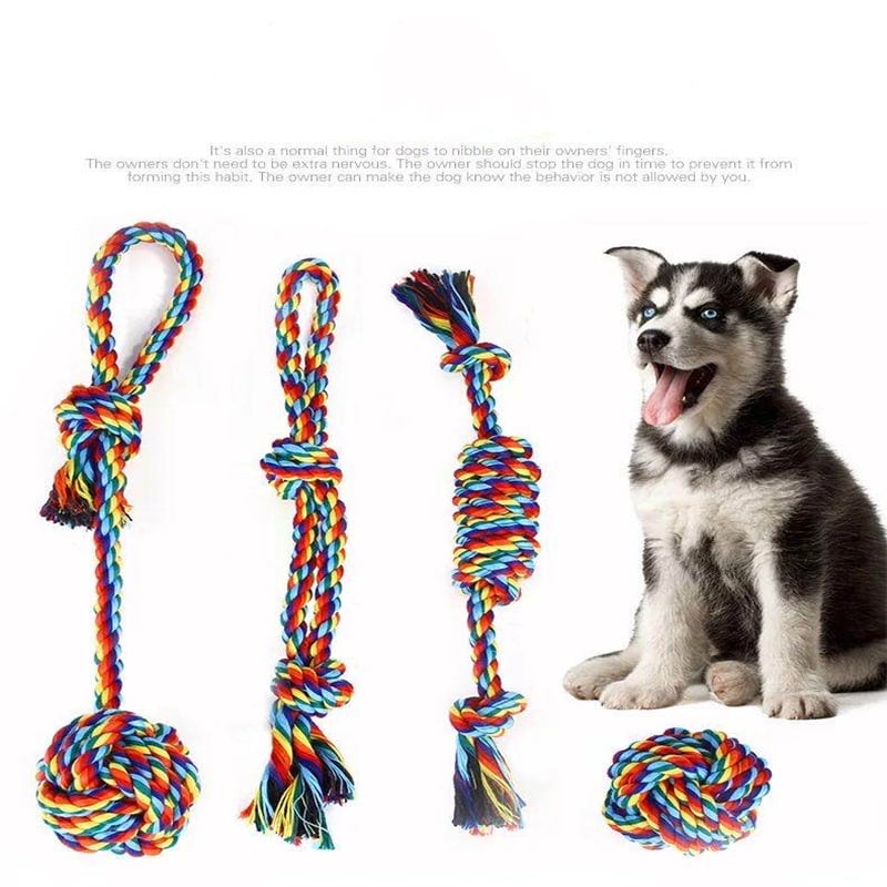 Knotted Cotton Rope Dog Toys – Mixed Colors