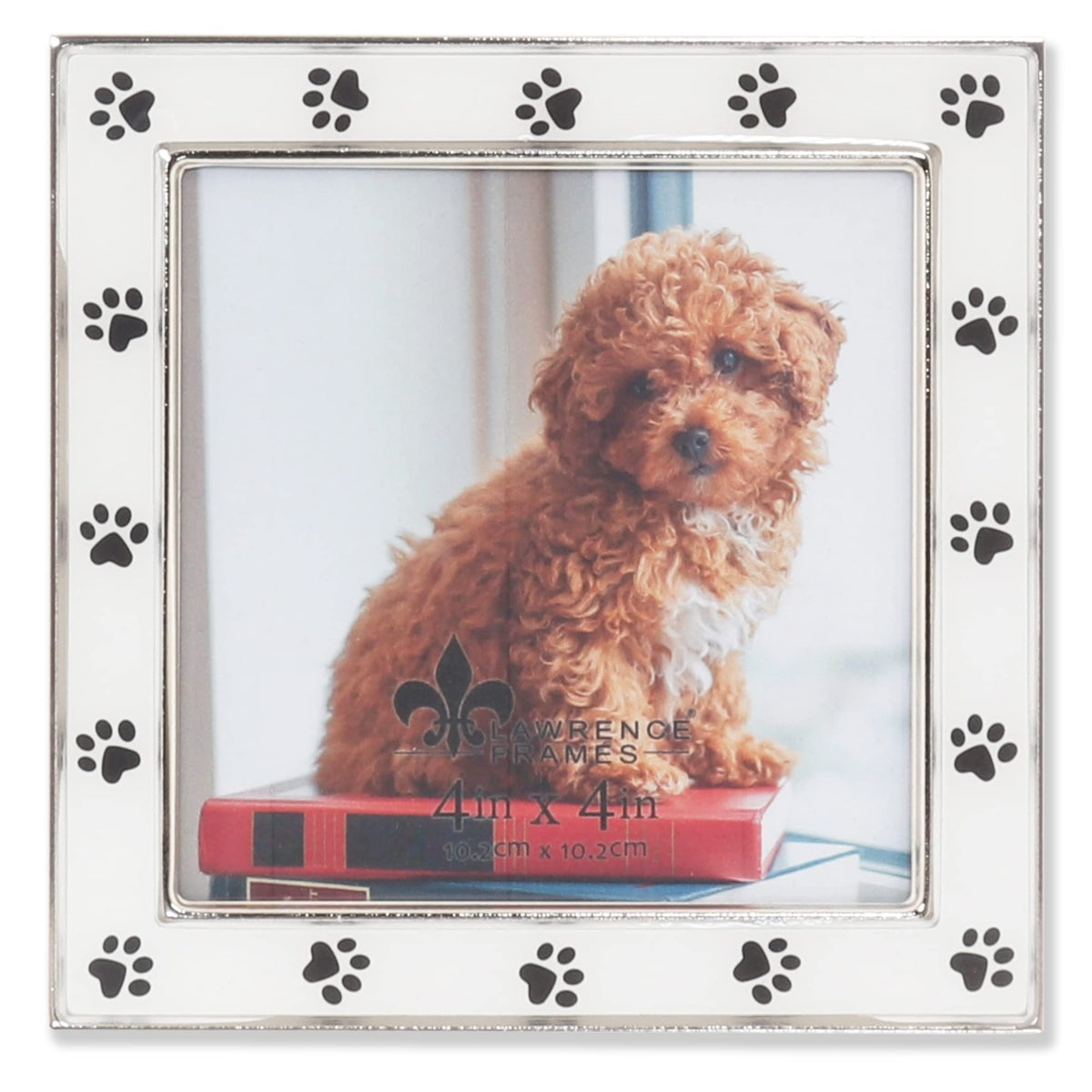 Paw Print Metal Picture Frame with White Enamel – 4 × 4 in