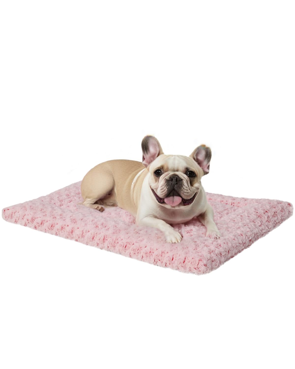 Washable Plush Dog Crate Mat – Pink, 35 × 22 × 1.5 in