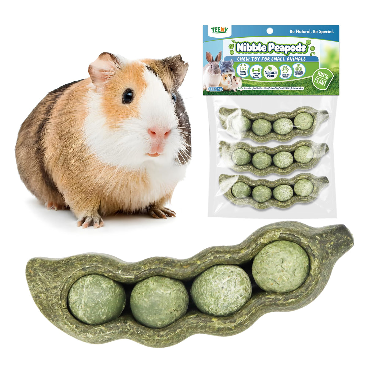 Nibble Peapods Small-Animal Toy – 3 Pieces