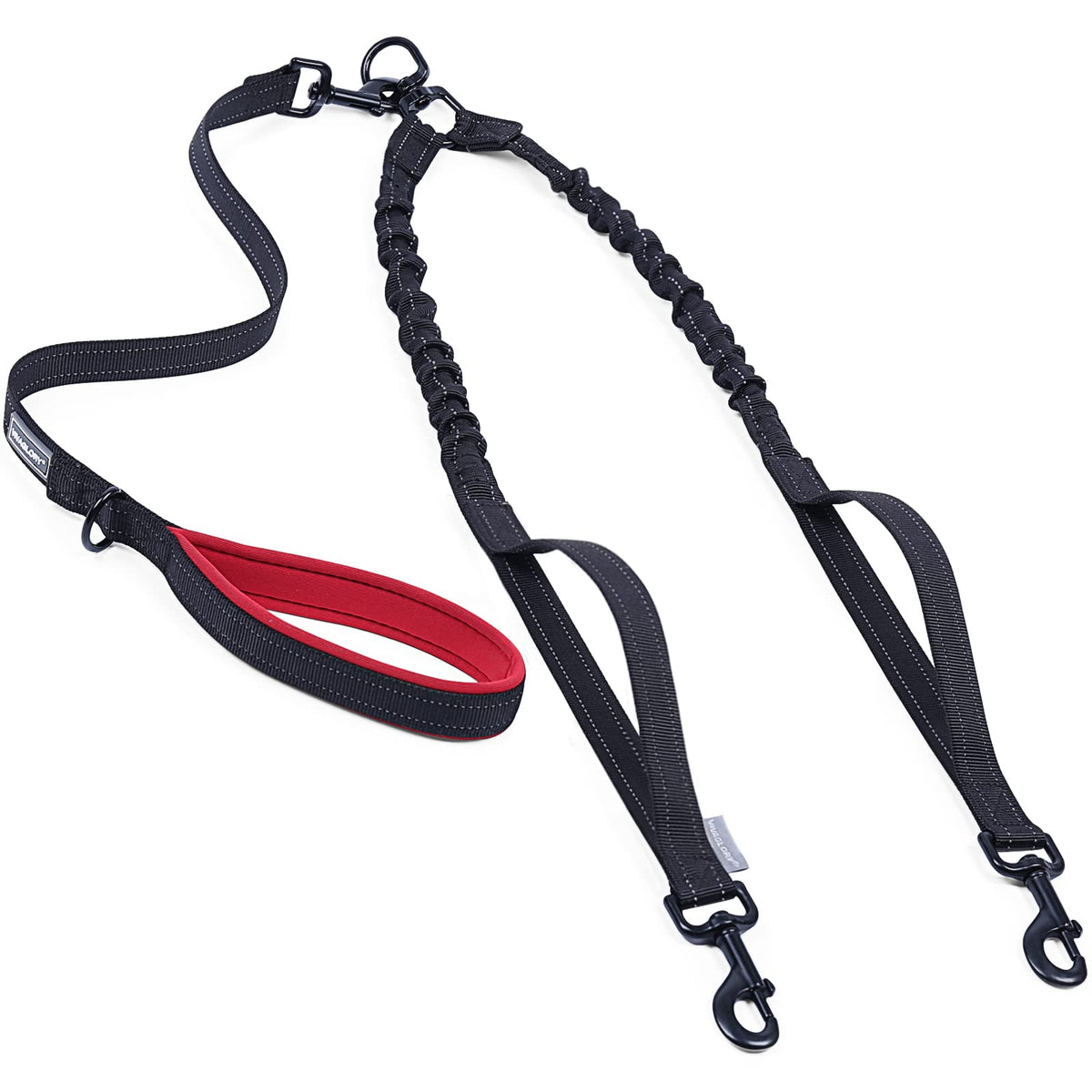 VIVAGLORY Double Dog Bungee Leash with Traffic Handles