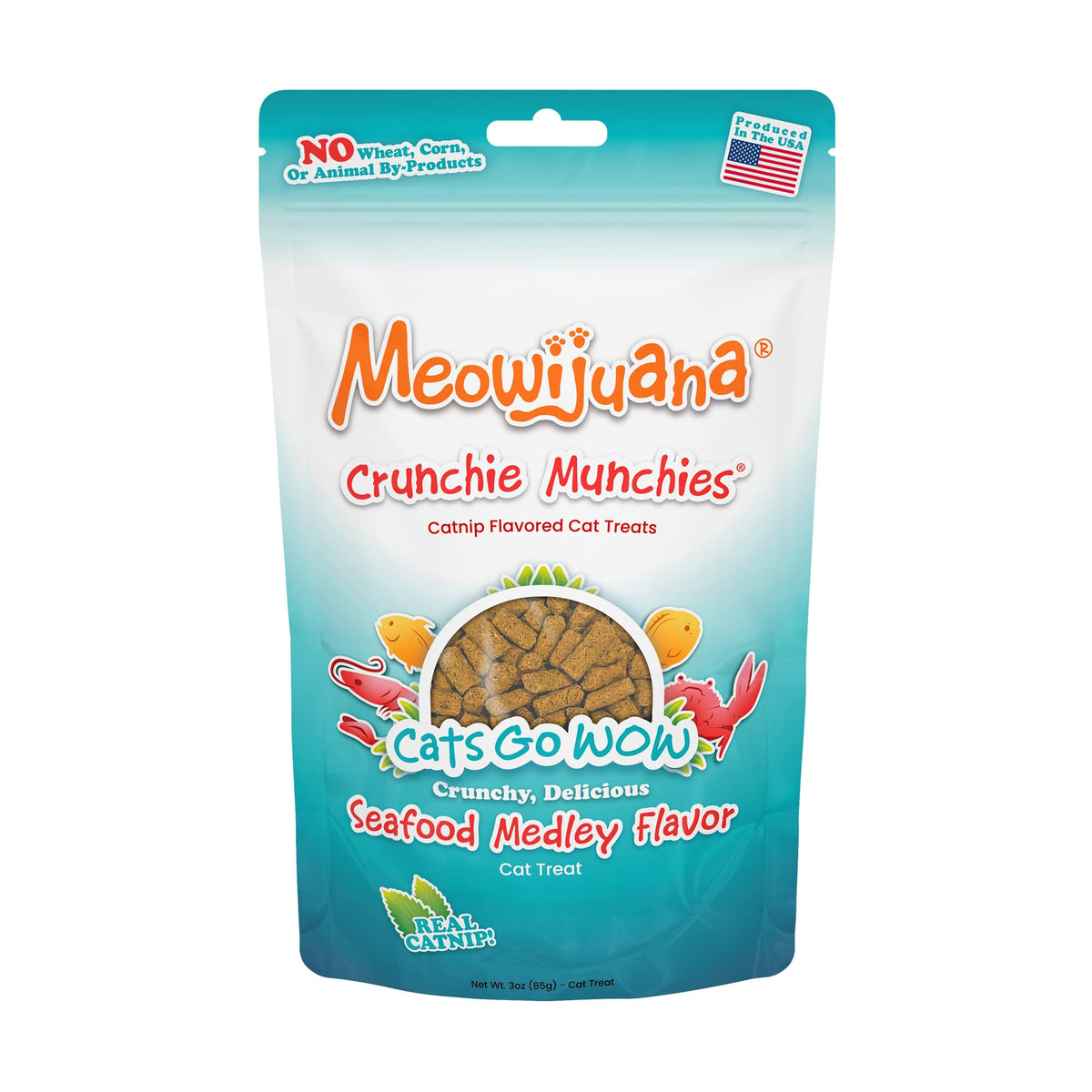 Meowijuana Crunchie Munchie Seafood Medley Catnip Cat Treats