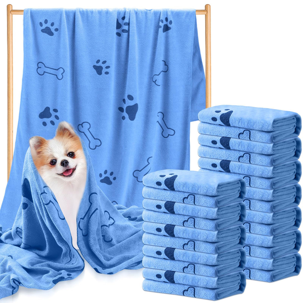 Tatuo Microfiber Pet Bath Towels – 12-Pack, 28 × 55 in