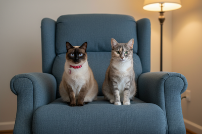 Siamese and Kallie on recliner
