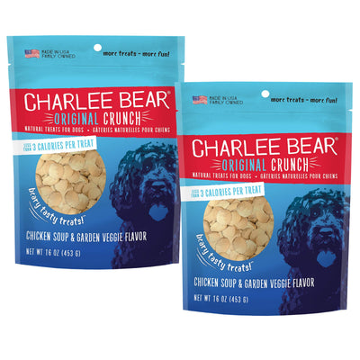 Charlee Bear Crunchy Dog Treats – Chicken Soup & Garden Veggie, 2 × 16 oz