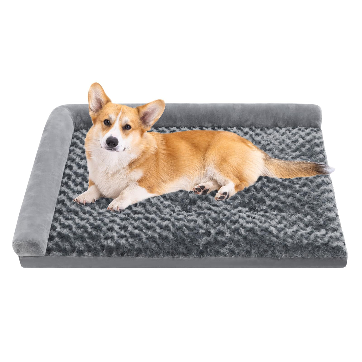 Plush Dog Bed – Dark Gray, 30 × 20 in