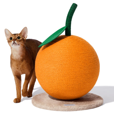 VETRESKA Orange Cat Scratching Post Cute Cat Scratcher with Sisal Rope Vertical Cat Scratch Post for Indoor Cat and Kitten Cat Scratching Ball