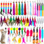 Cosblank 50 Pcs Cat Feather Toys Refill Cat Wand Replacement Feathers Replacement Refills with Bells Cat Toy Feather Refills Cat Wand Attachments Feathers Interactive Cat Toys for Cat Toys
