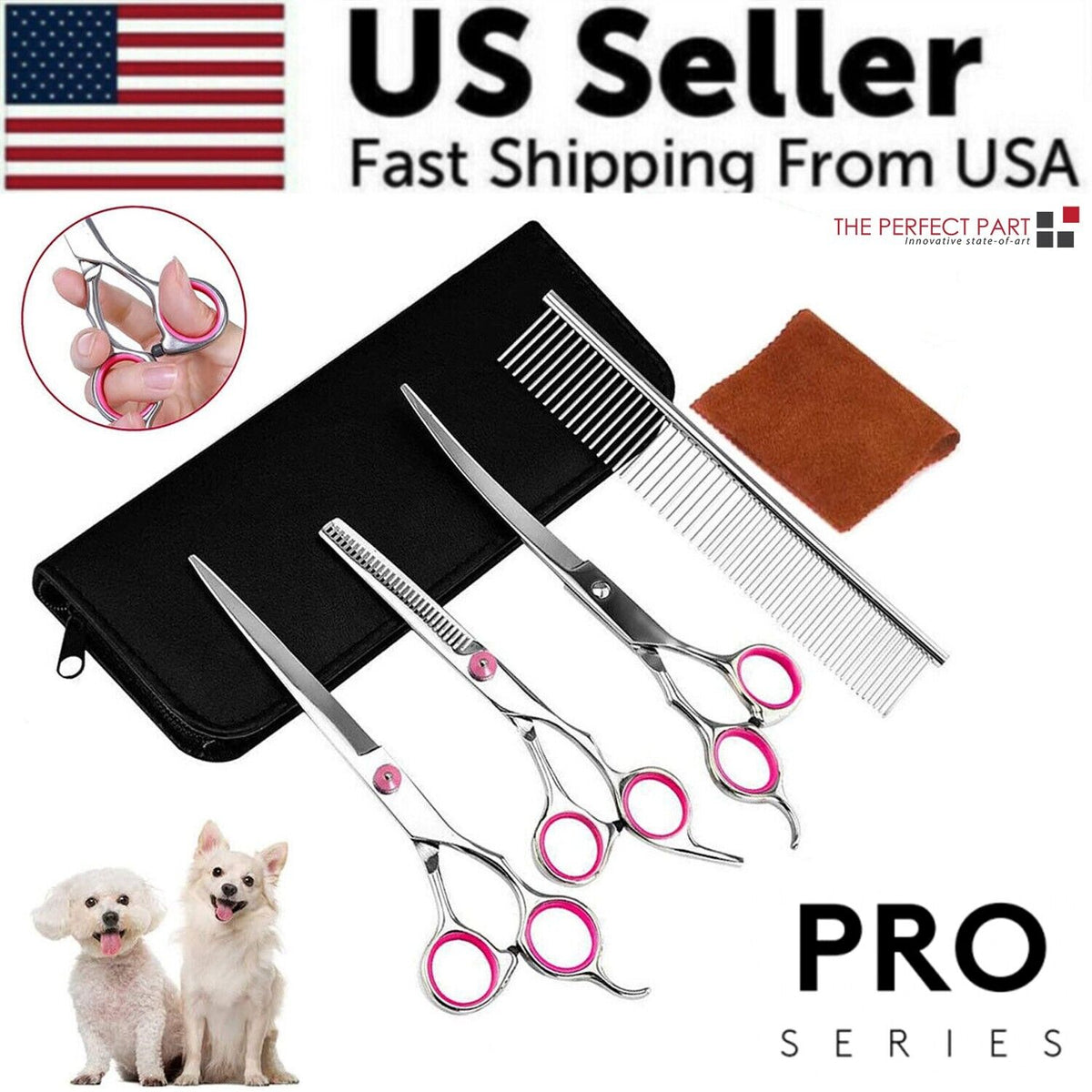 Pet Grooming Scissors Kit with Comb & Storage Case
