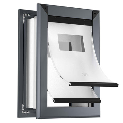 Aluminum Wall-Mounted Dog Door with Double Flaps – Smoky Gray