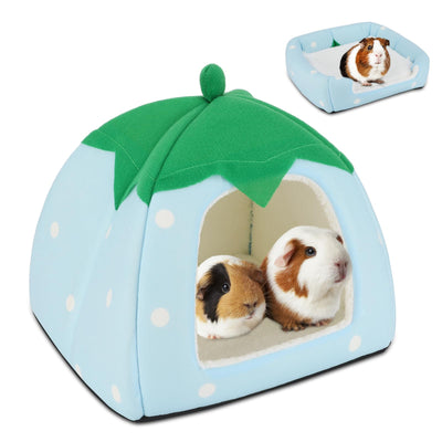 BWOGUE Small-Pet Cave Bed with Removable Cushion – Strawberry Blue