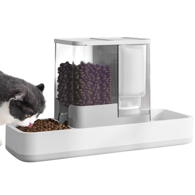 Luismia 2-in-1 Gravity Pet Feeder & Water Dispenser – White