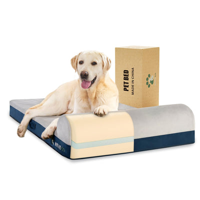 WEVEGO Gel Memory Foam Dog Bed with Pillow – Blue, 52 × 36 in