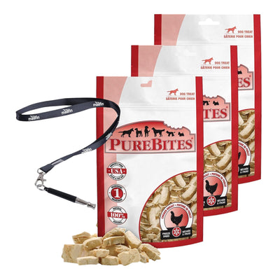moofin PureBites Chicken Dog Treats 1.4oz - Crunchy & Nutritious Snacks Dog Freeze Dried Chicken Dried Chicken Treats for Dogs SS Pet Training Whistle Dog Snacks Treats (Pack of 3)