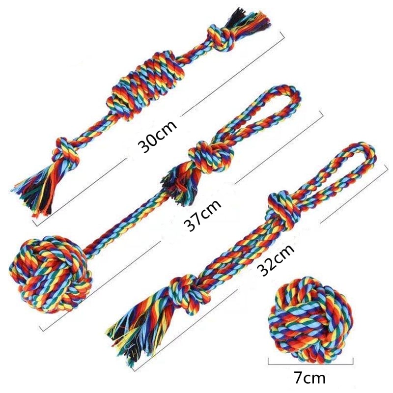 Knotted Cotton Rope Dog Toys – Mixed Colors