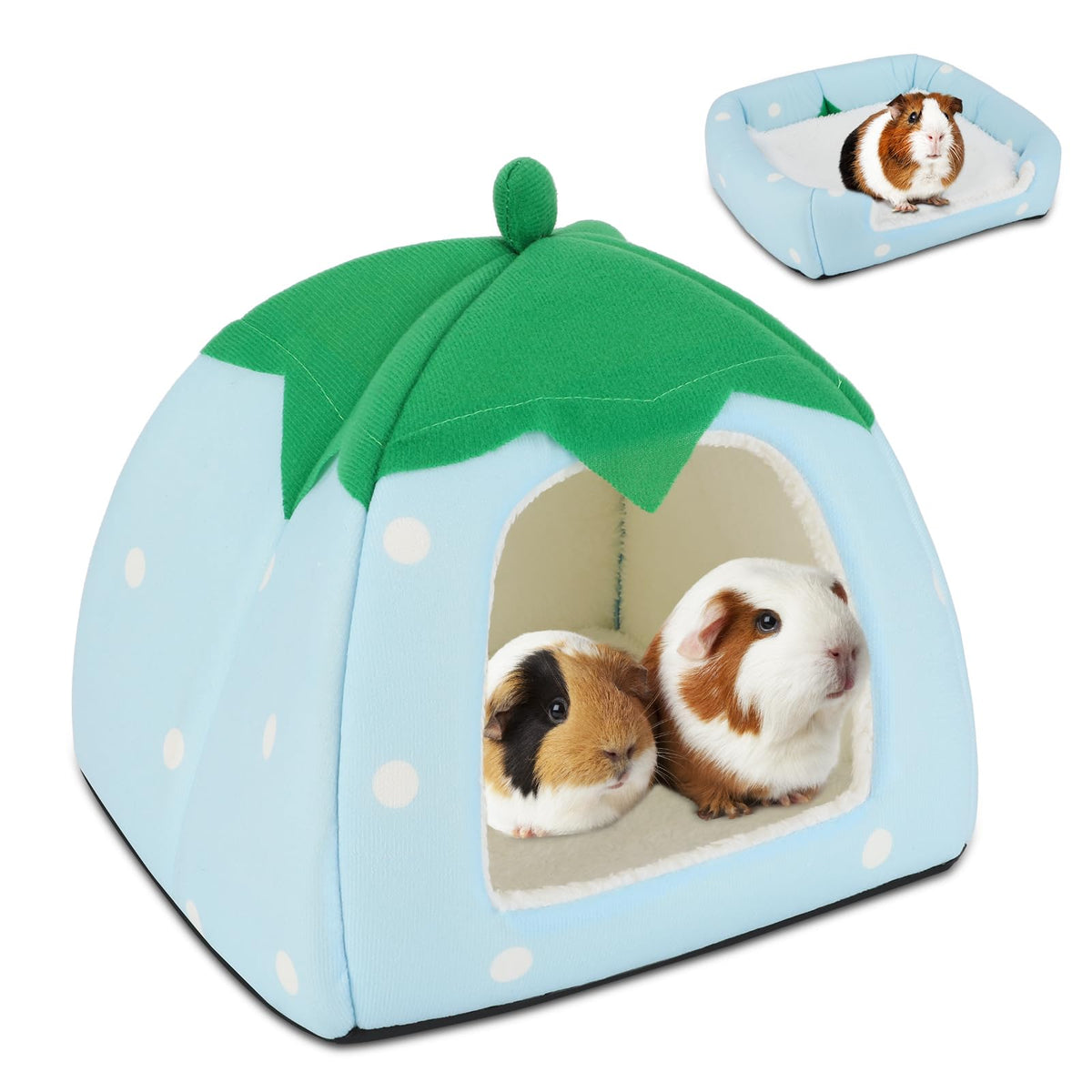 BWOGUE Small-Pet Cave Bed with Removable Cushion – Strawberry Blue