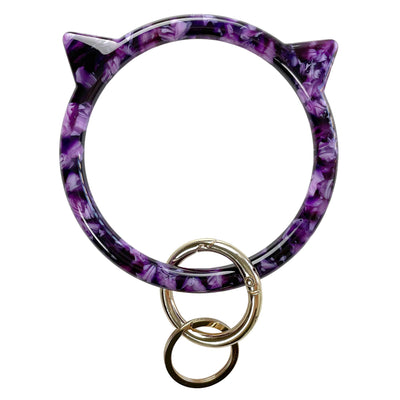 Cat-Themed Bracelet Wristlet Keychain – Purple