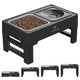 ELS PET Adjustable Elevated Dog Bowl Set – 4 Heights, Silver