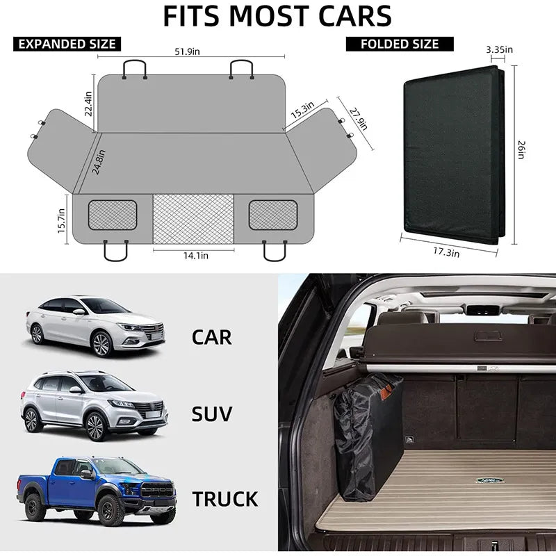 Water-Resistant Pet Car Seat Cushion with Adjustable Straps