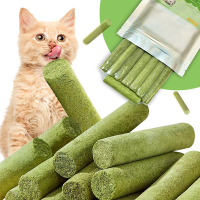 YUVEXAHOO 80g Natural Organic Cat Grass Sticks，A New Healthy and Delicious Cat Treat Snack Edible cat chew Stick for Cat Hairball Removal and Oral Care