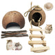 Kathson Coconut-Shell Small-Pet Hideout Set with Ladders