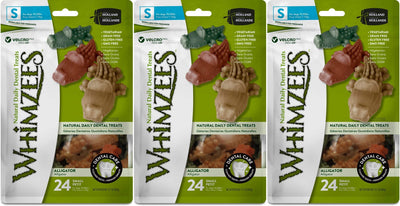 Whimzees 3 Pack of Alligator Dog Dental Chews 24 Treats each