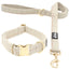 Fuzzy Friends Wool Dog Collar & Leash Set – Beige Tweed, Small