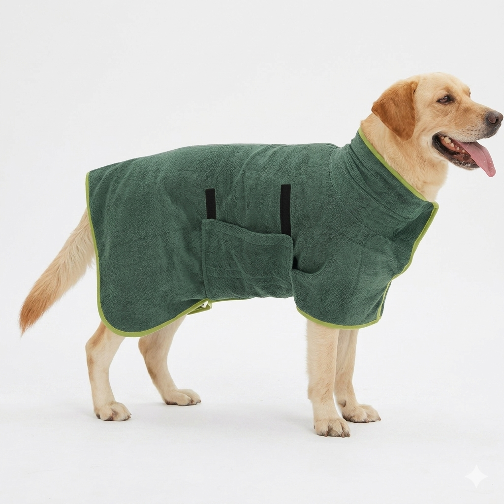 Adjustable Microfiber Dog Drying Bathrobe
