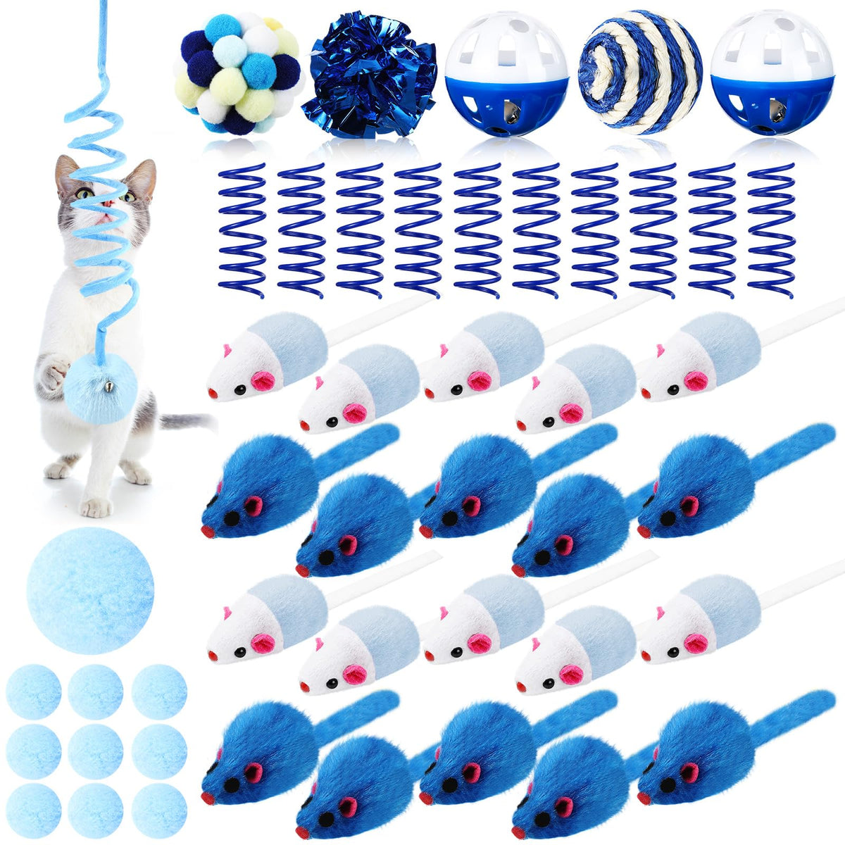 Gemscream Cat Toy Variety Set – 46 Pieces, Blue