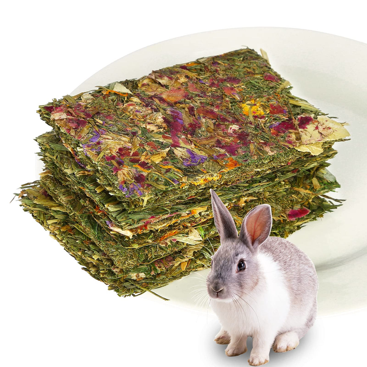 HGPOKLVT Rabbit Chew Toys Chinchilla Treats for Dental Health Natural Timothy Hay Chips Chew TreatsSmall Animals Snacks for Rabbits Hamsters Bunny Guinea Pig Chinchillas (Timothy Hay*5)