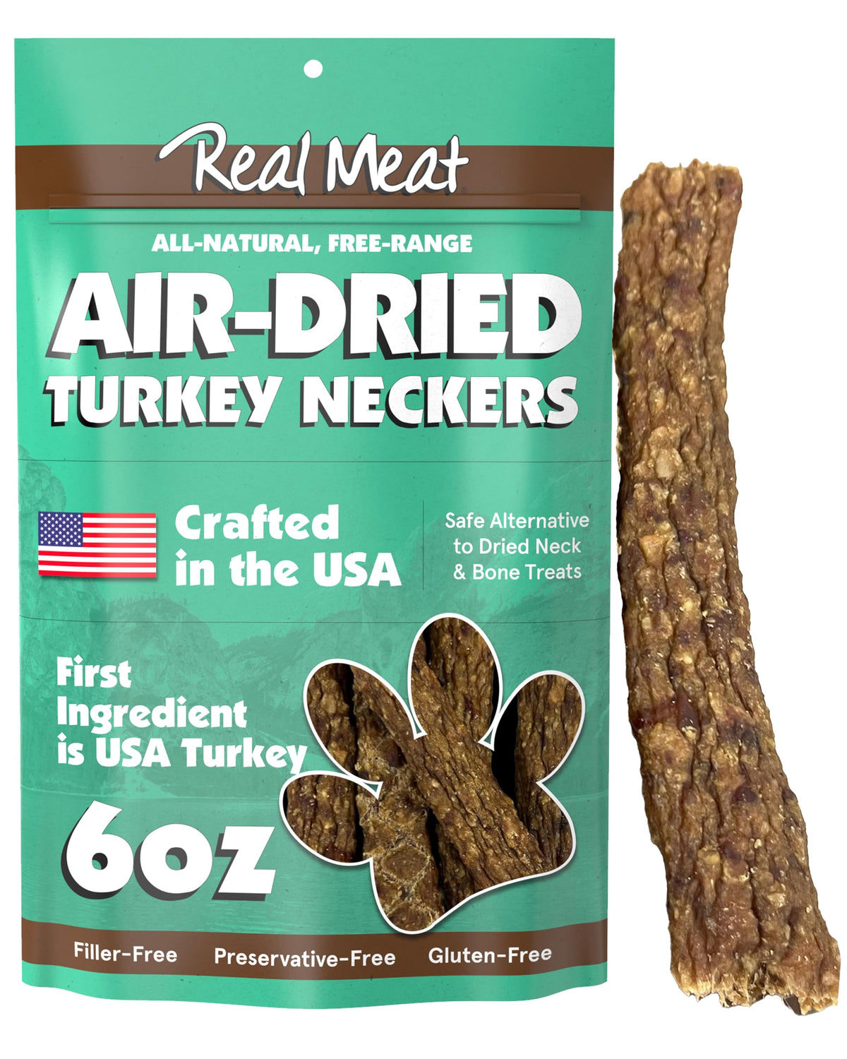Real Meat Turkey Neckers Air-Dried Dog Treats – 6 oz
