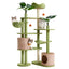 Feandrea Cat Tree 68.1-Inch Tall Cat Tower Multi-Level Plush Cat Condo with Artificial Leaves 3 Scratching Posts 2 Pompoms with Bells for Indoor Cats Grass Green and Camel Brown UPCT330C01