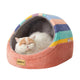 Jiupety Cat Cave Bed with Removable Cushion – Medium, Rainbow