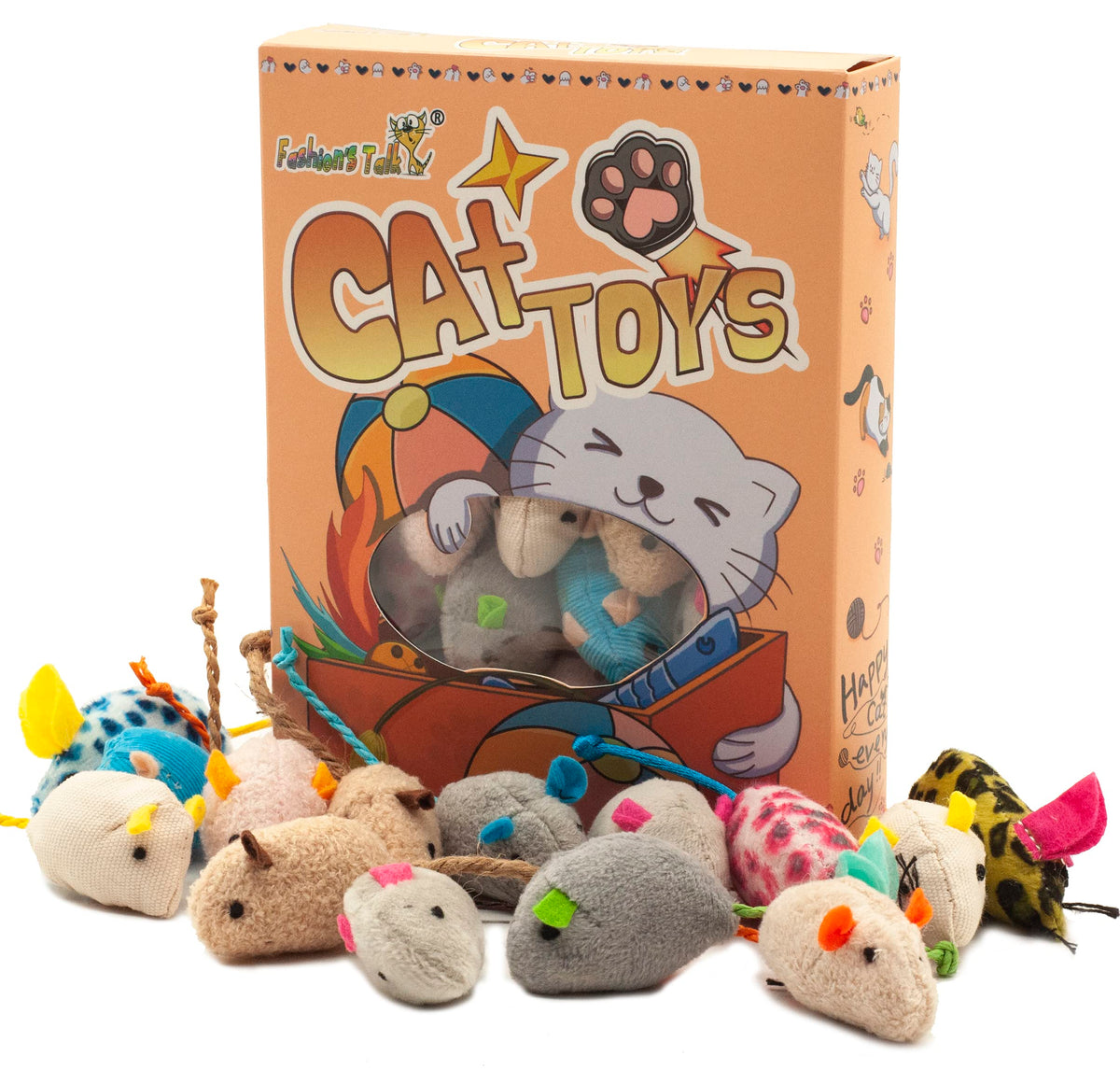Fashions Talk Plush Catnip Mouse Cat Toys – 32-Pack