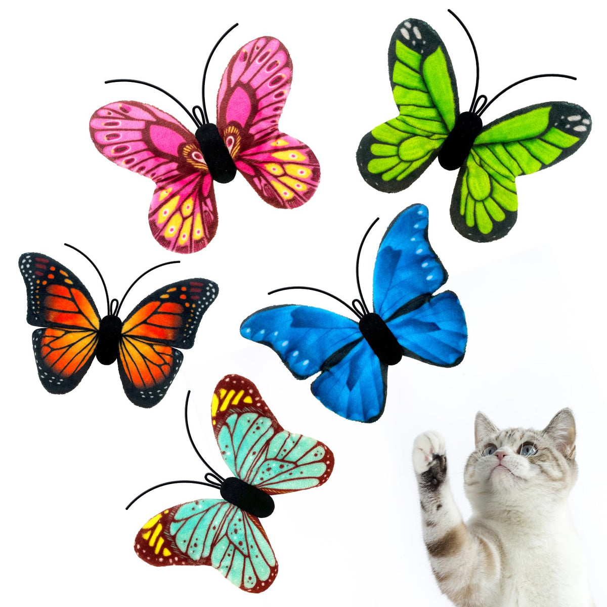 Lepawit Butterfly Catnip & Crinkle Cat Toys – 5-Pack