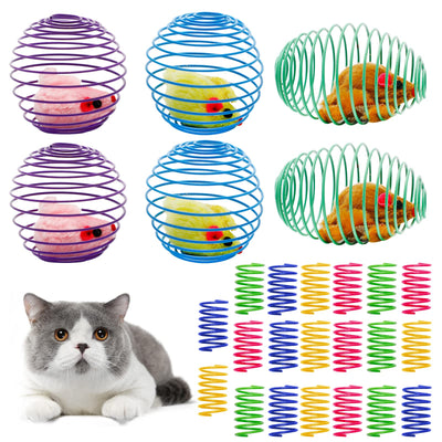Cat Spring Toy Set – 6 Spring Balls & 20 Coil Springs