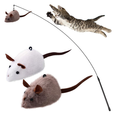 PAZS GIFT Cat Wand Toys 2 Piece Catnip Wiggle Sounding Toys Soft and Durable Interactive Cat Kick Toys for Indoor Play Cats and mice