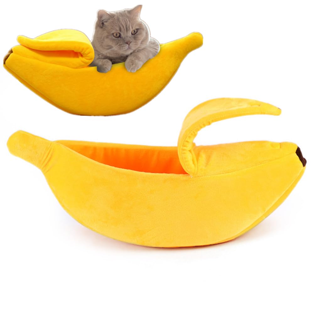 NatureMan Banana-Shaped Cat & Small Dog Bed – Large