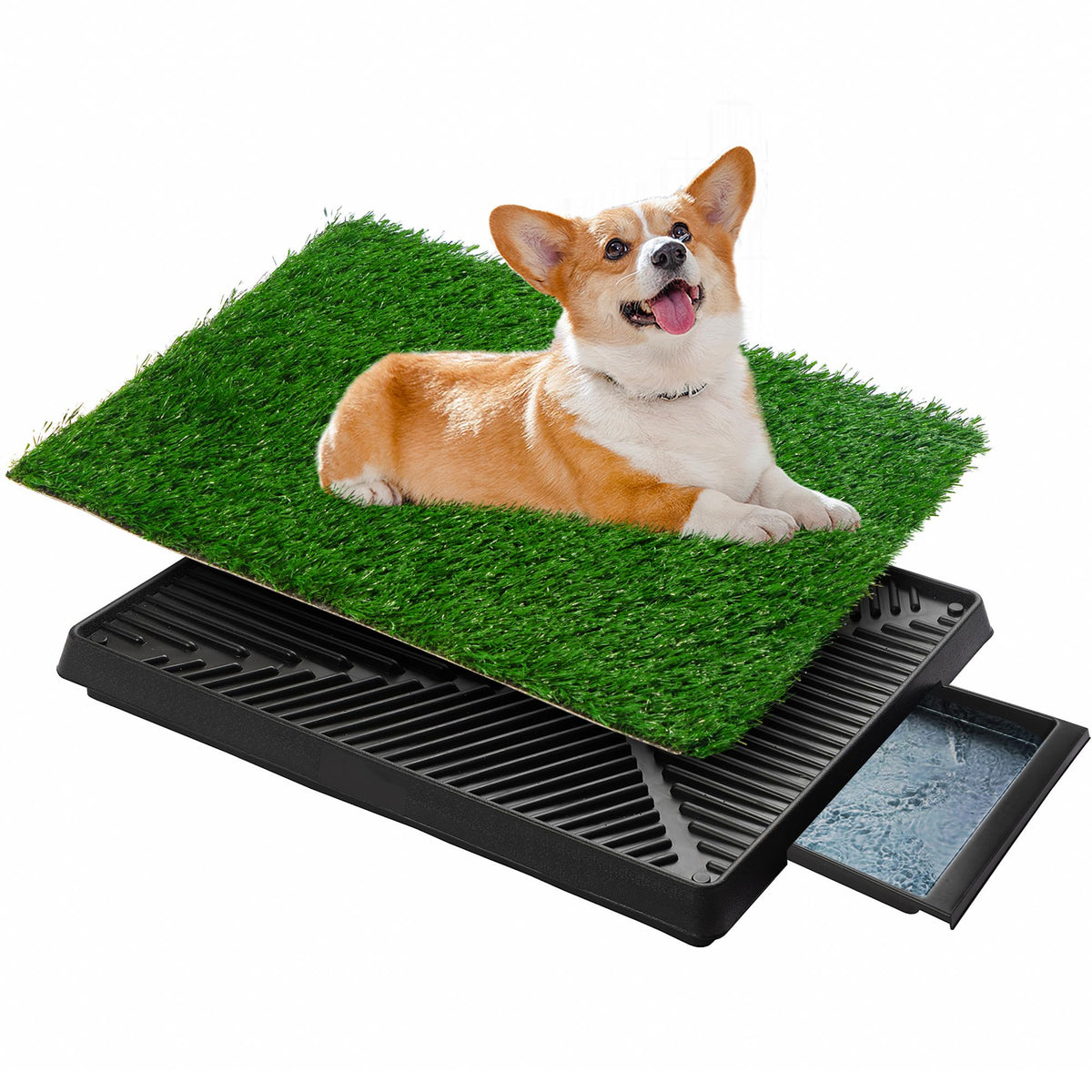 COZIWOW Artificial Grass Dog Potty with Tray – 25 × 20 in