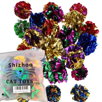 Shizhoo Large Crinkle Ball Cat Toys – 12-Pack
