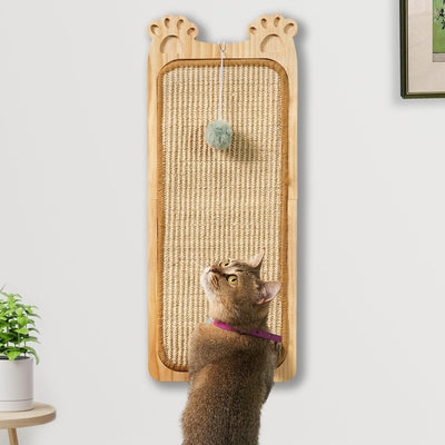 Wall-Mounted Wood & Sisal Cat Scratching Board