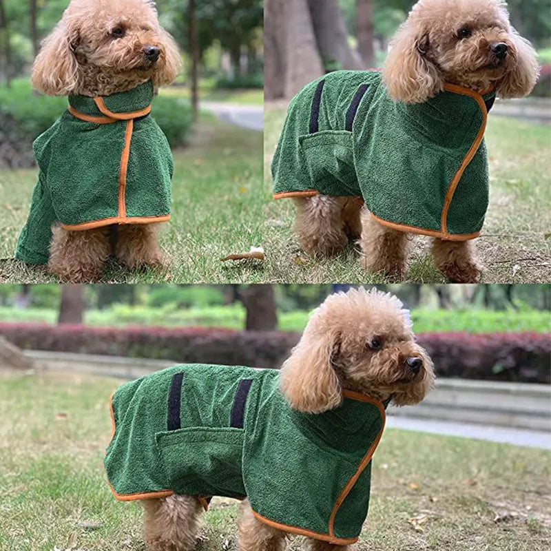 Adjustable Microfiber Dog Drying Bathrobe