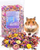 Bissap Natural Flower & Herb Hamster Bedding 300g/10.5oz Small Animal Flower Habitat Decor for Syrian Dwarf Hamster Gerbil Chinchilla Mice Degu and Other Small Pet Flower Bedding Odor Control Forage