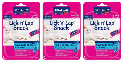 Vitakraft Lick ’n Lap Salmon Cat Treats – 3 Packs of 5 Tubes