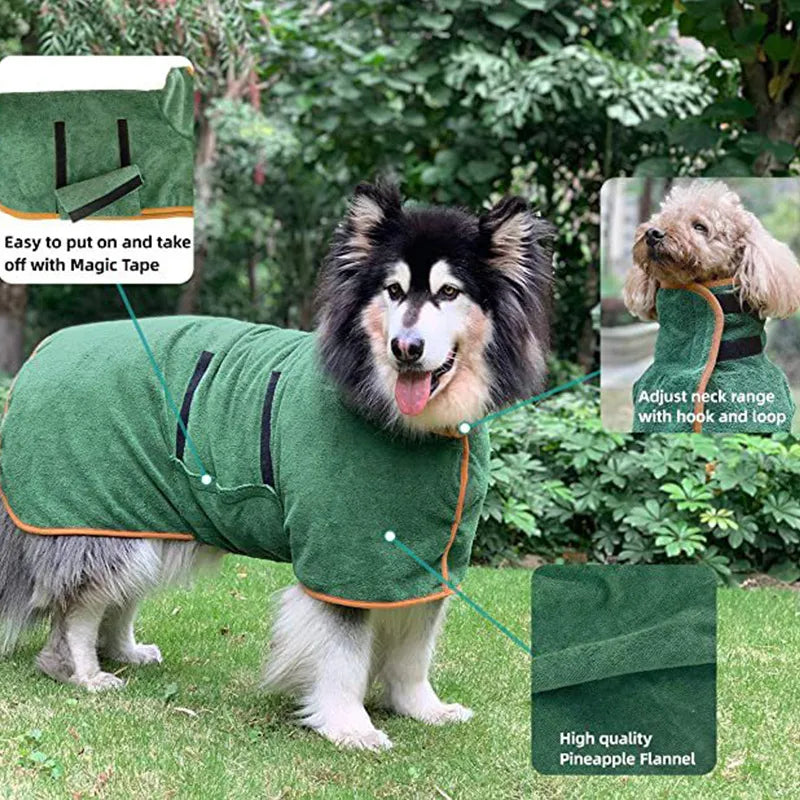 Adjustable Microfiber Dog Drying Bathrobe