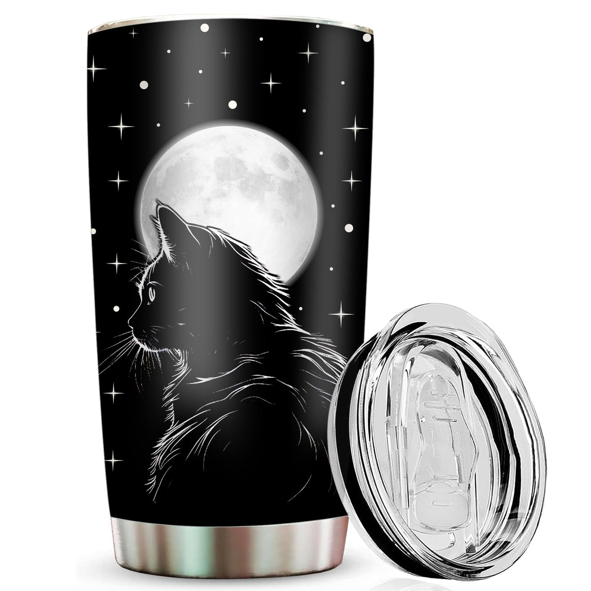 Black Cat Stainless Steel Tumbler with Lid – 20 oz