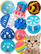 HEUHAI Plastic Bell Ball Cat Toys – 10-Pack, Assorted Styles