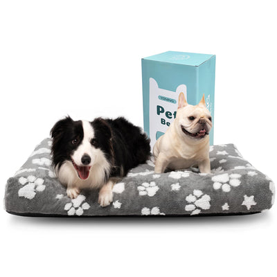 Yaning Plush Foam Dog Bed with Washable Cover – Gray, 41 × 28 in