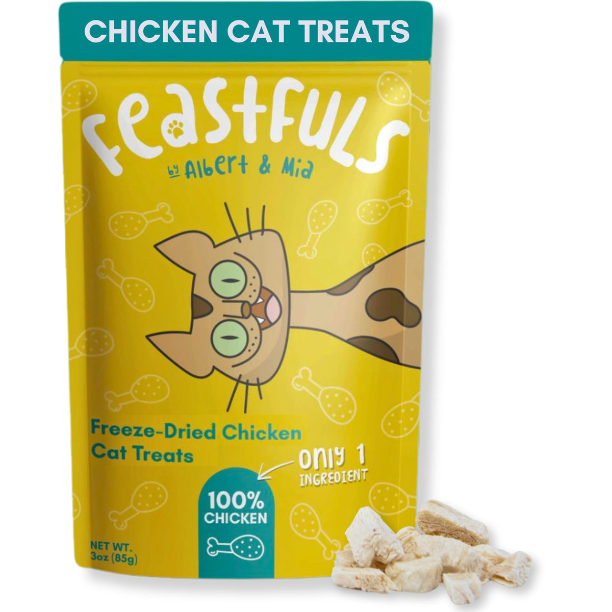 ALBERT & MIA Feastfuls Freeze-Dried Chicken Breast Cat Treats – 1 oz